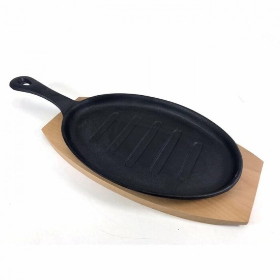 POÊLON EN FONTE AVEC SOUS PLAT EN BOIS /...