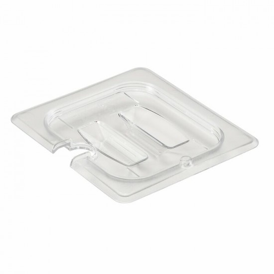 RÉCIPIENT Cambro 60CWCHN135 Transparent Polycarbonate COUVERCLE À Poignée Avec Encoche Pour Cuillère (Grandeur 1/6) / CAMBRO