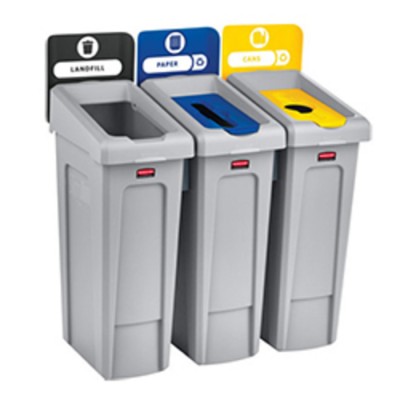 ENSEMBLE DE 3 POUBELLES RECTANGULAIRE DE RECYCLAGE...