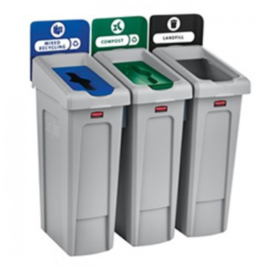 ENSEMBLE DE 3 POUBELLES DE RECYCLAGE ET COMPOSTAGE...