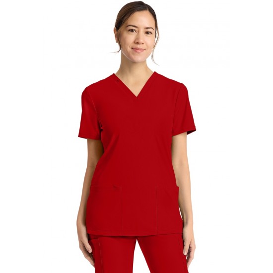 Haut col V Achieve rouge