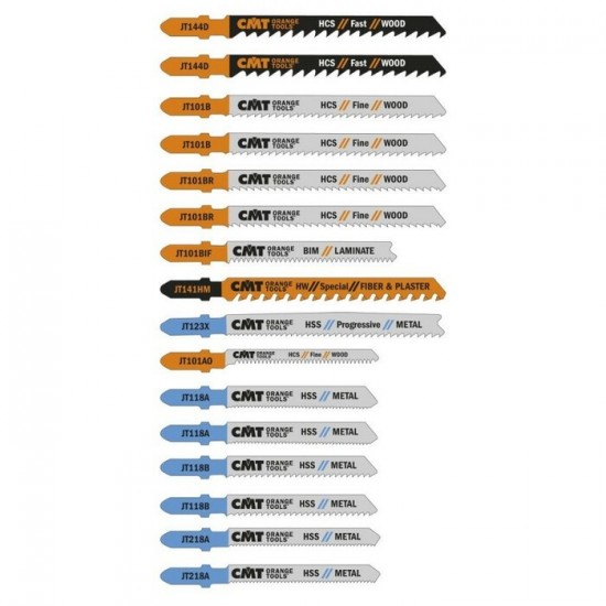 JT016 | CMT Orange Tools CMT-JT016 Jig Saw Blade 16 piece Assortment