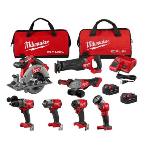 3697-27 / Kit combiné de 7 outils MILWAUKEE M18 FUEL™ + 2X 5.0AH