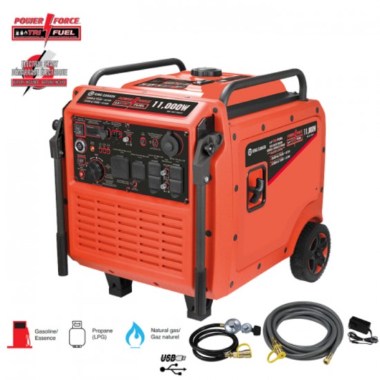 KING CANADA KCG-11000i-TF | GÉNÉRATRICE À INVERSEUR ÉLECTRONIQUE À TRIPLE CARBURANTS 11,000W