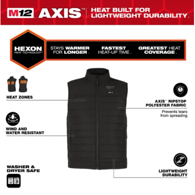 Gilet chauffant AXIS™ HEXON Milwaukee M300B-21L M12™ | Noir