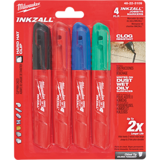 48-22-3109 / INKZALL™ Color Chisel Point Markers - 4 pack Milwaukee