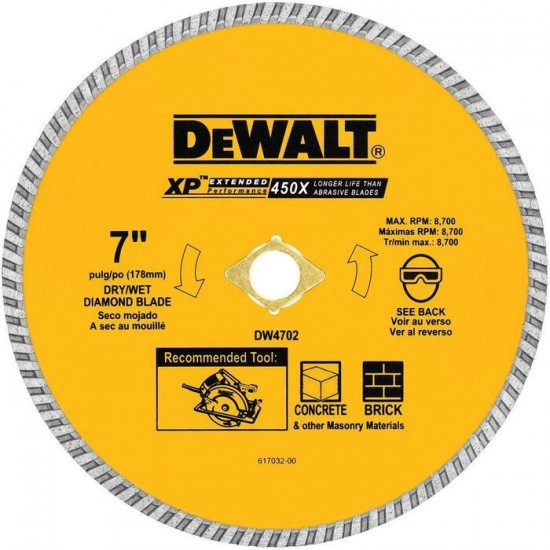 DW4702 | DW4714T DEWALT DW4714T 7" XP Turbo Segment Diamond Blade 