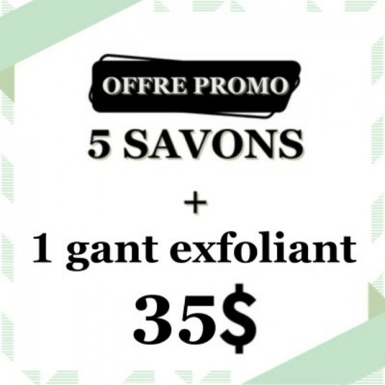 5 savons artisanaux +1 gant exfolilant