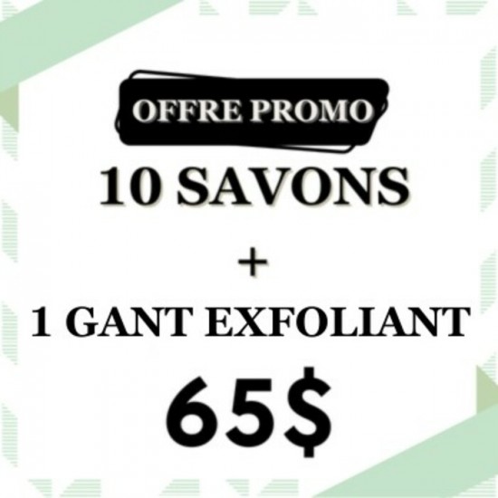 10 savons artisanaux + un gant exfoliant