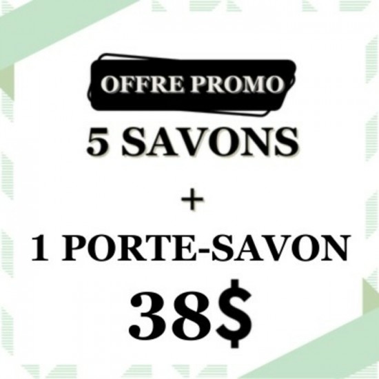 5 savons + 1 porte savon