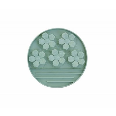 Dexypaws Tapis De Léchage En Silicone “Cache-Cache” à Alimentation Lente Fleurs Vert Sauge