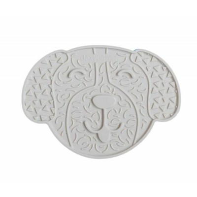 Dexypaws Tapis de léchage stimulant en forme de tête de chien Blanc