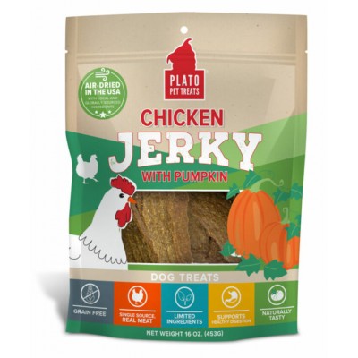 Plato jerky pour chien poulet et citrouille 16 oz