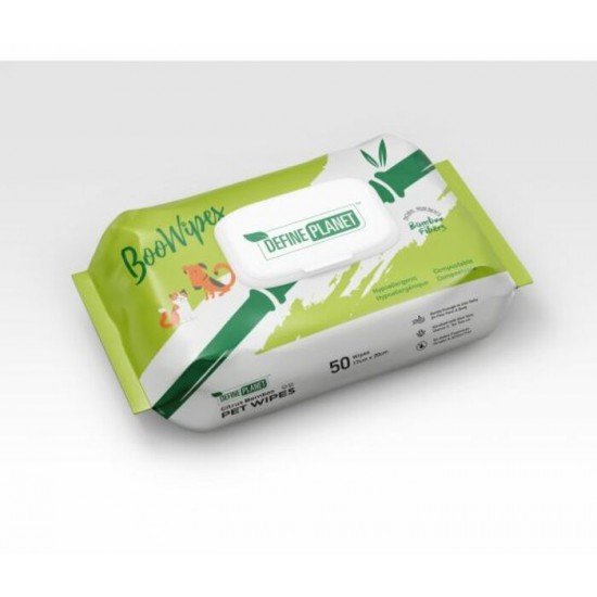Define Planet BooWipes lingettes tout usage en fibre de bambou citron pour chien et chat paquet de 50
