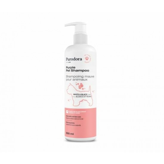 Purodora Lab, Shampoing Mauve Pour Chien à Poil Blanc Ou Noir 500ml