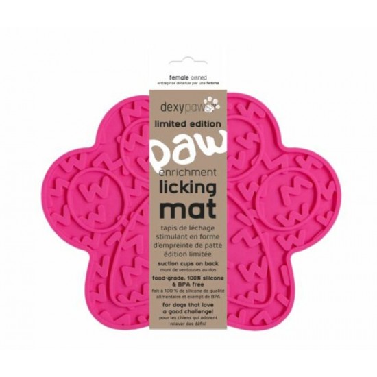 Dexypaws Tapis De Léchage Stimulant En Forme D'empreinte De Patte, Rose