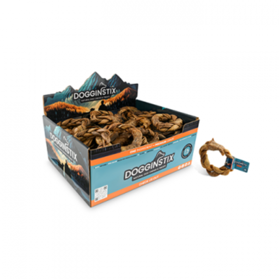 DOGGINSTIX Anneau de collagène d’agneau tressé – Friandise naturelle, durable et hautement protéinée