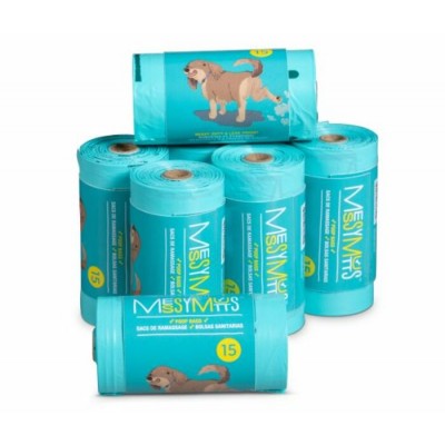Messy Mutts – Sacs de Ramassage Biorecyclés 1 rouleau de 15 unités