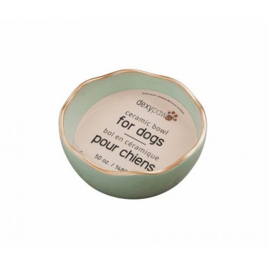 Dexypaws Bol en céramique pour chien 50oz Vert Sauge