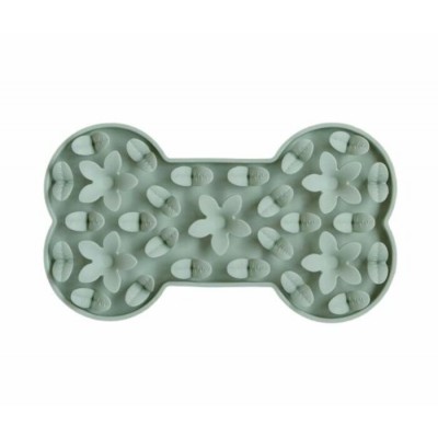Dexypaws Tapis De Léchage En Silicone “Cache-Cache” Os Vert Sauge