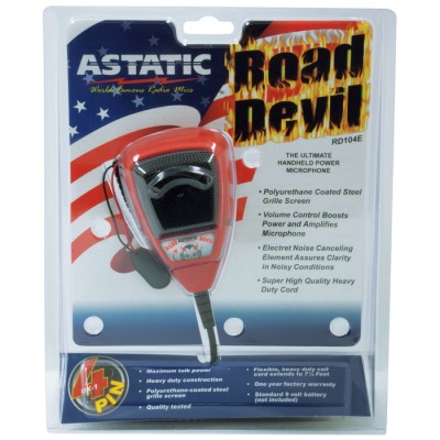 RD104ER, Astatic Road Devil CB Microphone Amplifié / 4-pin Microphone pour CB Radio sans Mic Gain