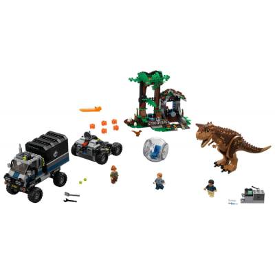 LEGO JURASSIC WORLD Le carnotaure et la fuite en gyrosphère 2018