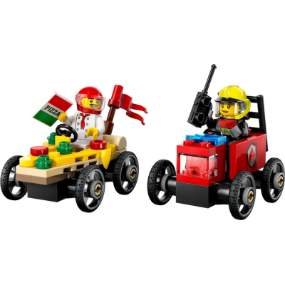 LEGO CITY Ensemble de course La voiture-pizza contre le camion de pompiers 2025