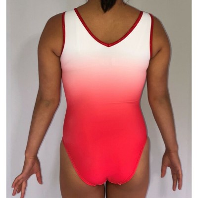 maillot de gymnastique 1021-02 tourbillons élégants en rouge-orangé à blanc