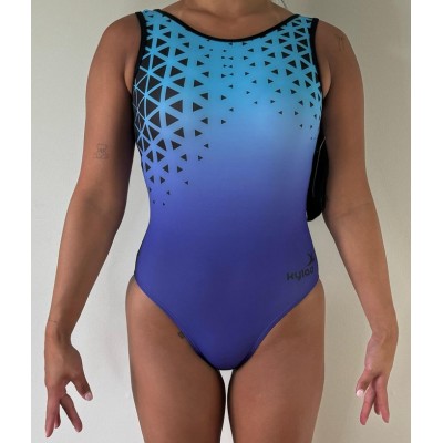 Maillot de gymnastique 1100-03 Puzzle Géométrique bleu et mauve