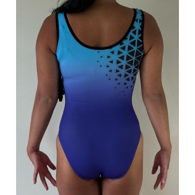 Maillot de gymnastique 1100-03 Puzzle Géométrique bleu et mauve