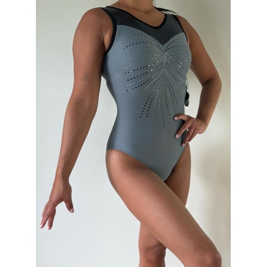 Maillot de gymnastique 065550-01 gris et noir holo