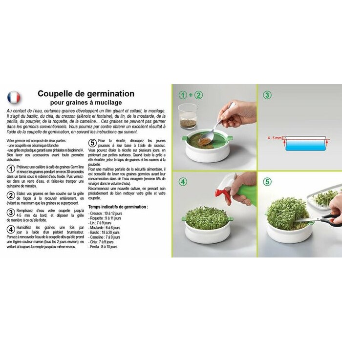 Germoir émaillé blanc avec ecopousse Germoir émaillé blanc avec ecopousse