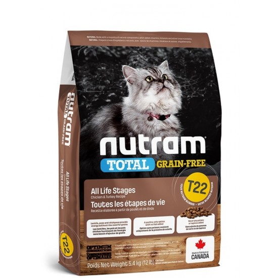 Nutram (T-22) Chat poulet et dinde 5.4 kg