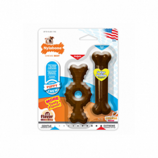 Nylabone Anneau & Os chiot poulet pq/2