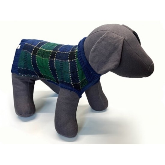 DOGGIE-Q Chandail Mock Carreaux Vert 8"