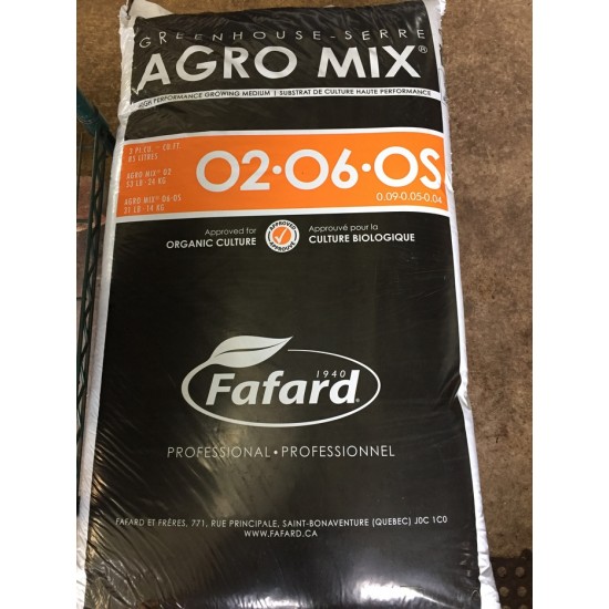 Sac de terre, Agro Mix 02 Bio de Fafard  24kg/85L...