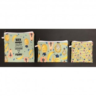 Sac Réutilisable Pour Collation Les Fruits  S/3