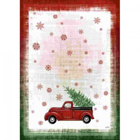 Linge à Vaisselle 100 % Cotton Camion Rouge