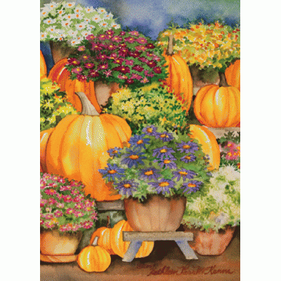 Citrouilles et fleurs