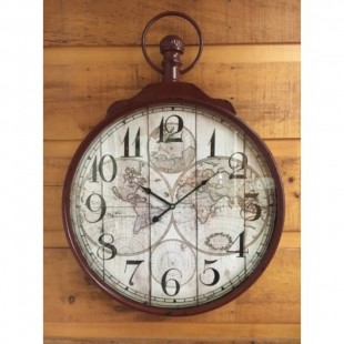 Horloge de Métal et vitre  Map Monde /60x6x83