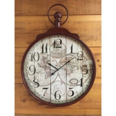 Horloge de Métal et vitre  Map Monde /60x6x83