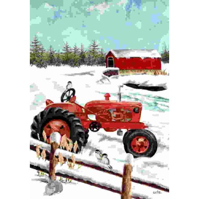Pont couvert et tracteur
