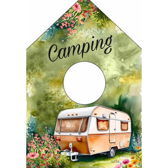 Camping/Sac à épingle à linge, fabriqué en polyester de 10,15" x 19,3" de haut incluant l'anneau d'accrochage.