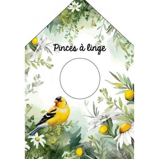 Pinces à linge /Sac à épingle à linge, fabriqué en polyester de 10,15" x 19,3" de haut incluant l'anneau d'accrochage.