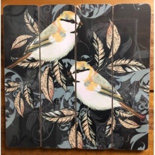 Art mural/ Plaque de Bois/ Les oiseaux 40X40X1.8...