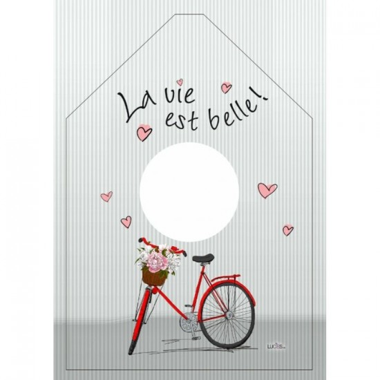 La vie est belle /Sac à épingle à linge, fabriqué en polyester de 10,15" x 19,3" de haut incluant l'anneau d'accrochage.