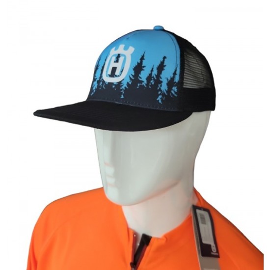Casquette Husqvarna bleue avec filet blanc