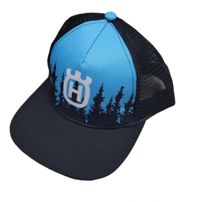 Casquette Husqvarna bleue avec filet blanc