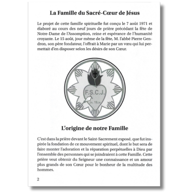 Livret de prière original FSCJ